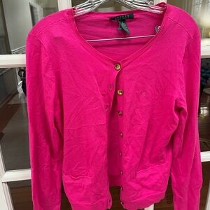 Lauren Ralph Lauren hot pink Button-Up Cardigan